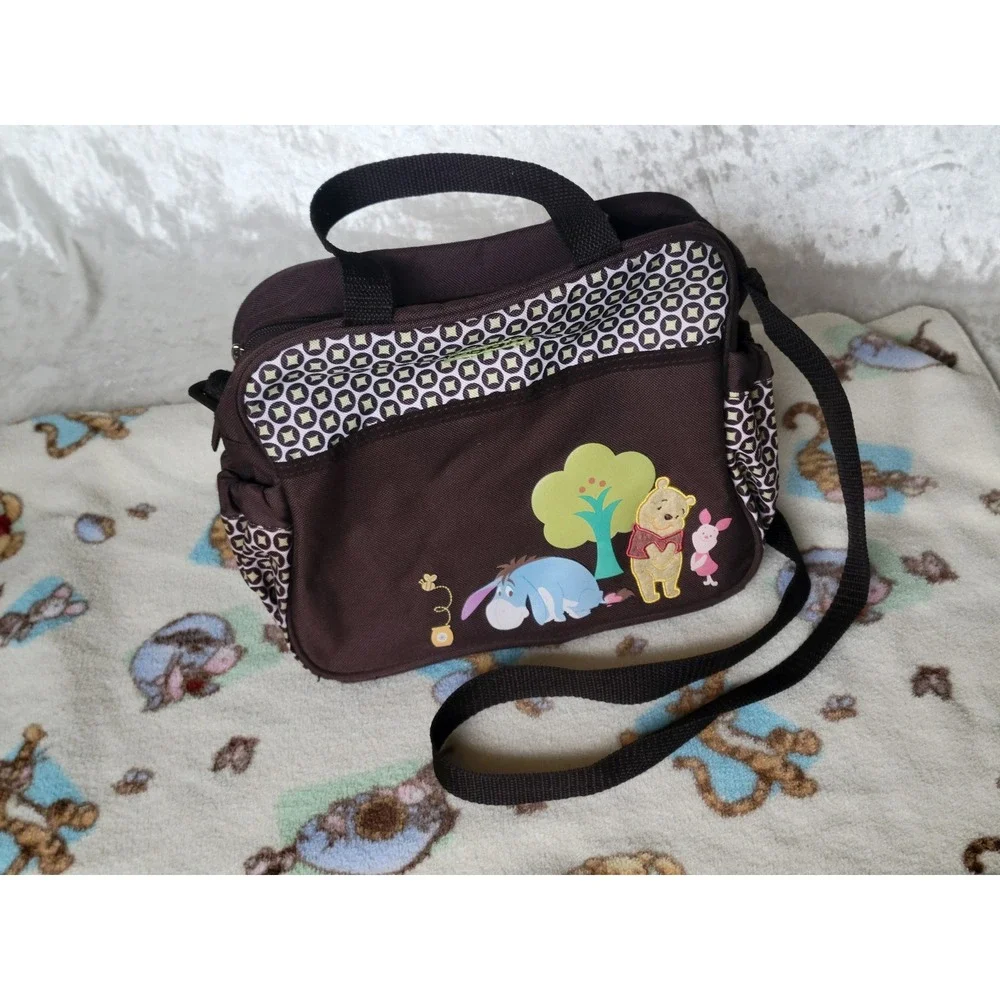 Winnie the Pooh Diaper Bag & Fleece Baby Blanket Set Brown Messenger Bag Disney